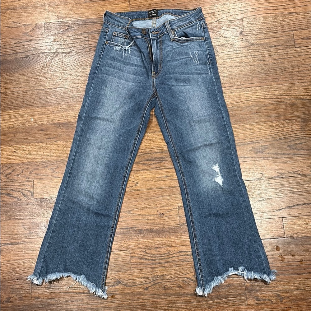 Just Black Flare Jeans in Distressed Denim